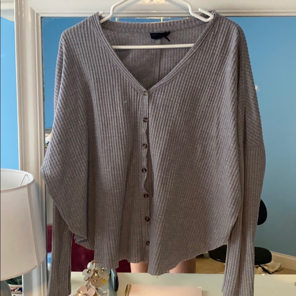 out from under urban outfitters grey v-neck